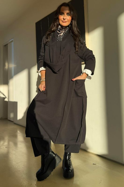 Sola Smart Tech Cowl Cocoon Dress Black /15=